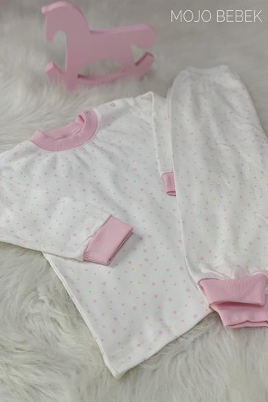 Sebi Kar Taneli Pijama Takımı 2230 Beyaz-Pembe