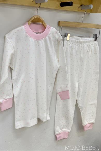 Sebi Kar Taneli Pijama Takımı 2230 Beyaz-Pembe