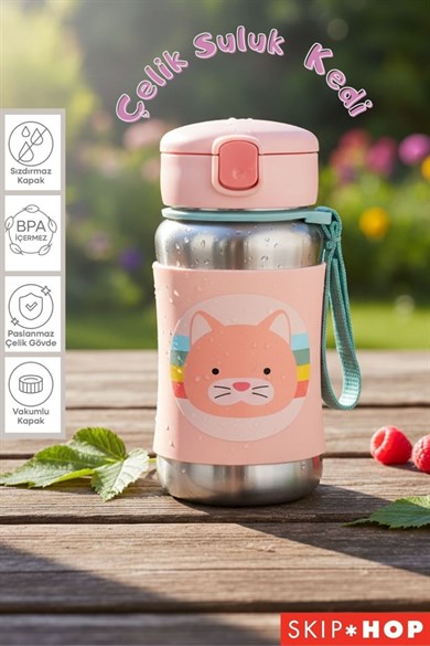Skip Hop Kız Çocuk Zoo Paslanmaz Çelik Suluk Kedi Pudra