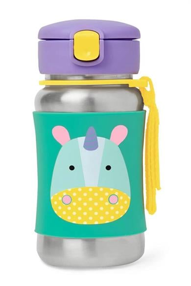 Skip Hop Kız Çocuk Zoo Paslanmaz Çelik Pipetli Suluk Unicorn Mor