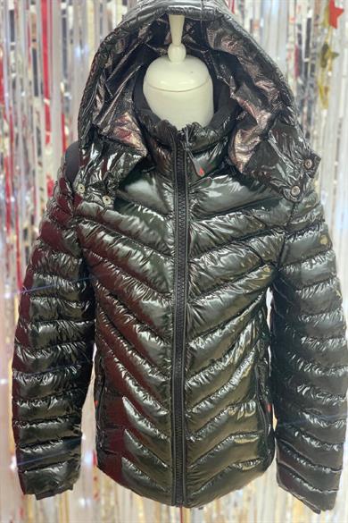 Stil-İst Erkek Çocuk Kapüşonlu Parlak Mont 7100 Haki