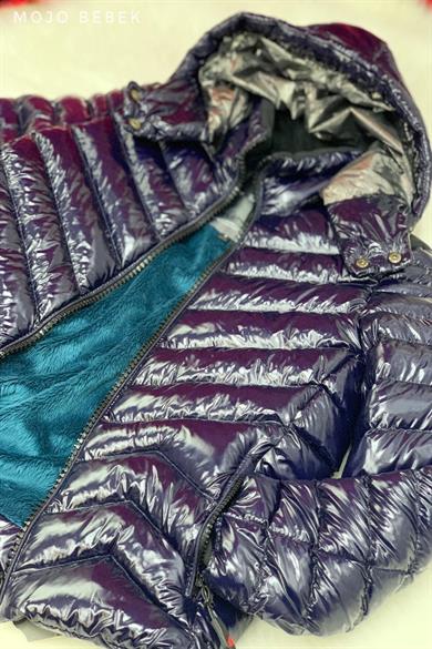Stil-İst Erkek Çocuk Kapüşonlu Parlak Mont 7100 Lacivert