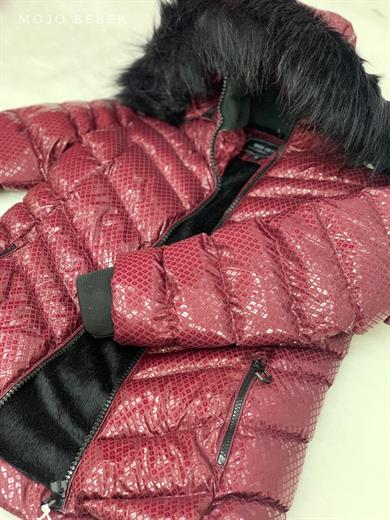 Stil-İst Kız Çocuk Kürk Astarlı Kapüşonlu Mont 7052 Bordo