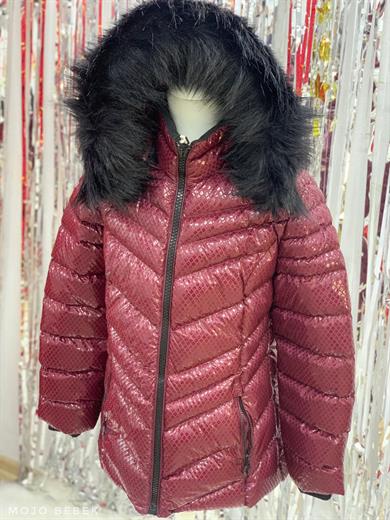 Stil-İst Kız Çocuk Kürk Astarlı Kapüşonlu Mont 7052 Bordo
