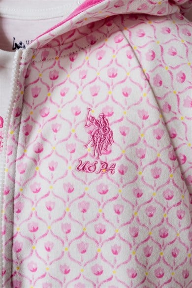 U.S Polo Kız Bebek 6 Ay -3 Yaş Desenli Üçlü Takım Pembe