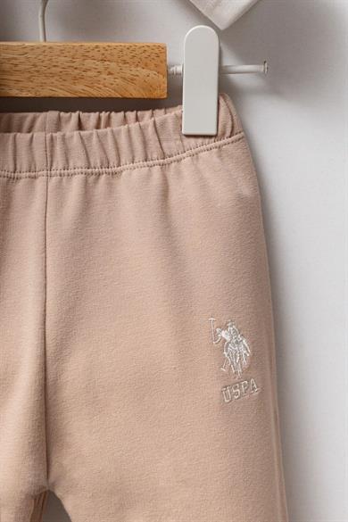 U.S. Polo Kız Bebek 6 Ay-3 Yaş Bebe Yaka İkili Takım Ekru