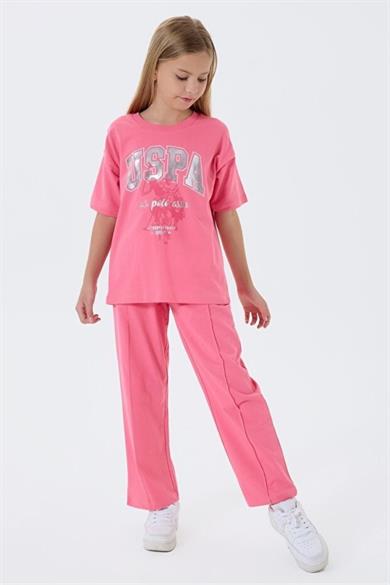 U.S. Polo Kız Çocuk 4-15 Yaş Lisanslı İkili Takım Pembe