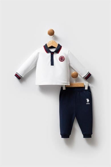 U.S. Polo Erkek Bebek 6Ay- 3 Yaş İkili Takım Beyaz