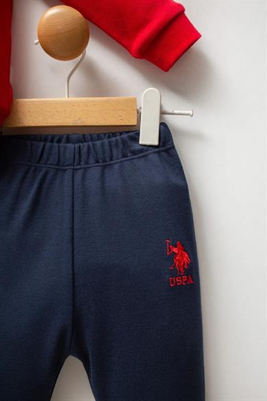 U.S. Polo Erkek Bebek 6 Ay-3 Yaş Kanguru Cep Eşofman Takımı Kırmızı