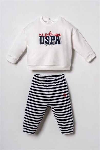 U.S. Polo Erkek Bebek 6 Ay-3 Yaş İkili Eşofman Takımı Beyaz