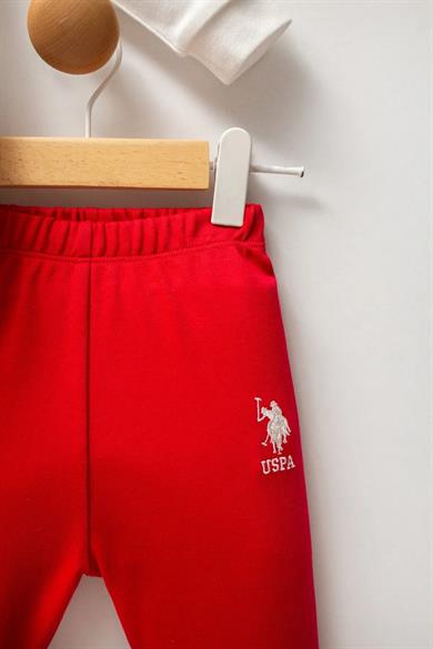 U.S. Polo Kız Bebek 1-3 Yaş %100 Pamuk İkili Takım Beyaz