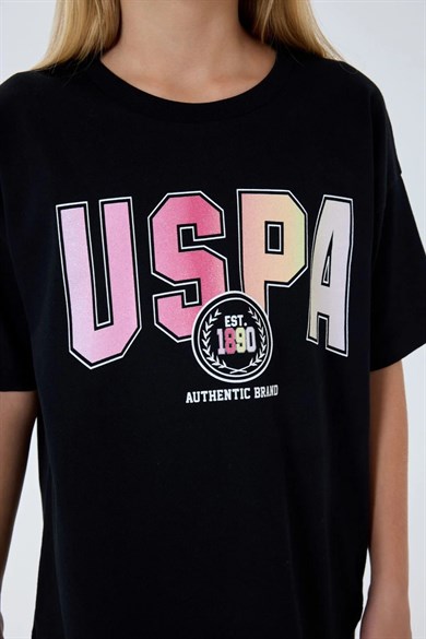 U.S. Polo Kız Çocuk 4-15 Yaş Logo Desenli Taytlı Takım Siyah