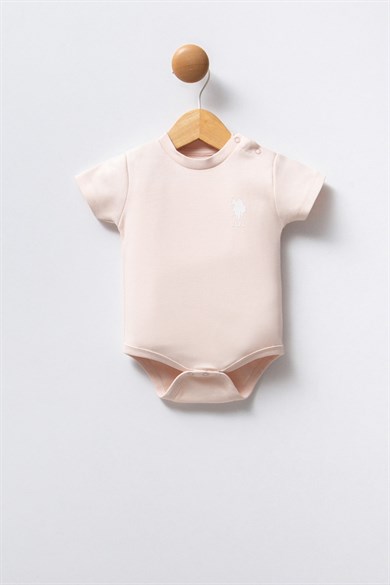 U.S. Polo Kız Bebek 0-24 Ay Üçlü Body Set Pudra