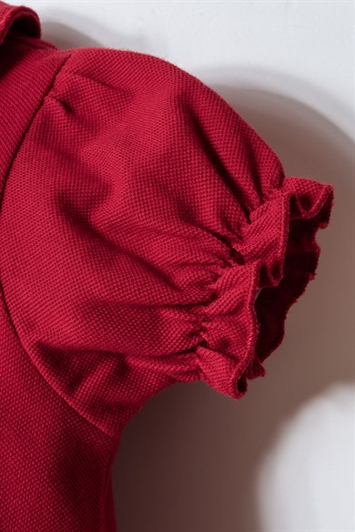 U.S. Polo Kız Bebek 6 Ay-3 Yaş Bebe Yaka Lakos Elbise Kırmızı