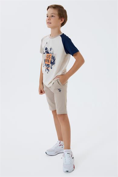 U.S. Polo Erkek Çocuk 4-15 Yaş İkili Şortlu Takım Bej
