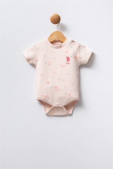 U.S. Polo Kız Bebek 0-24 Ay Üçlü Body Set Pudra
