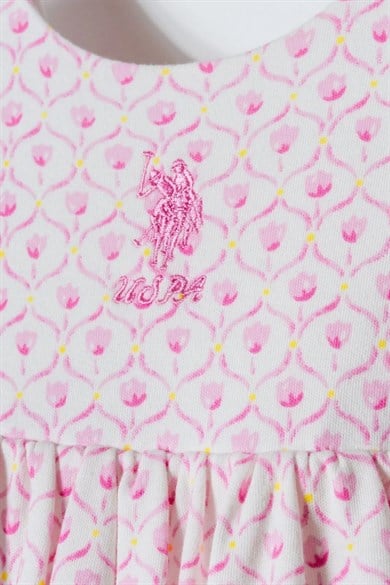 U.S. Polo Kız Bebek 6 Ay-3 Yaş %100 Pamuk Astarlı Elbise Pembe