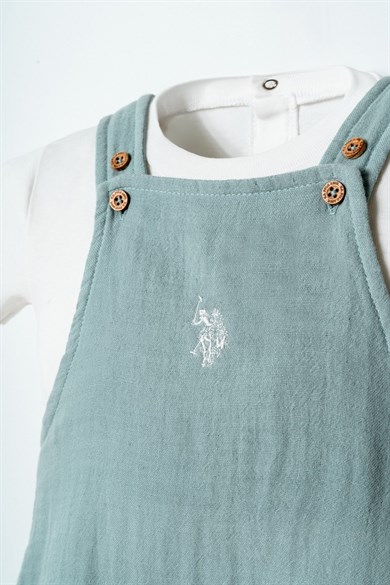 U.S. Polo Erkek Bebek 6 Ay-3 Yaş İkili Salopet Takım Mint