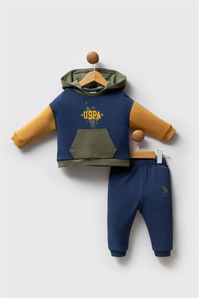 U.S. Polo Erkek Bebek Kapüşonlu  İkili Takım Lacivert
