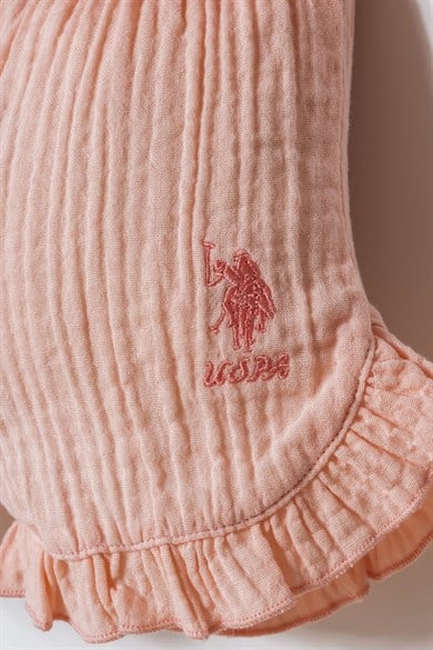 U.S. Polo Kız Bebek 6 Ay-3 Yaş Müslin Şortlu Takım Pudra