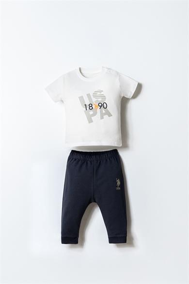 U.S. Polo Erkek Bebek 6-36 Ay İki İplik Üçlü Eşofman Takımı Füme