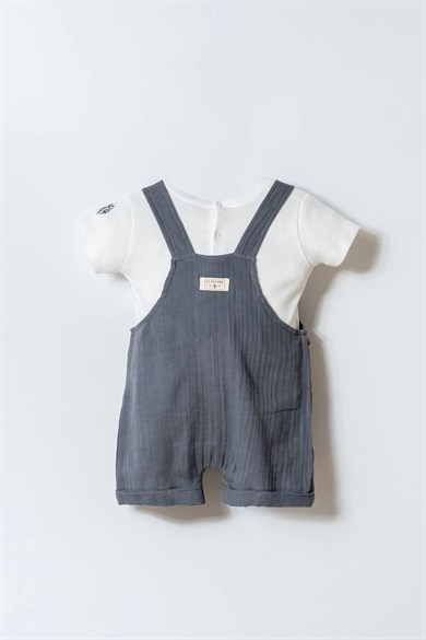 U.S. Polo Erkek Bebek 6 Ay-3 Yaş İkili Salopet Takım Gri