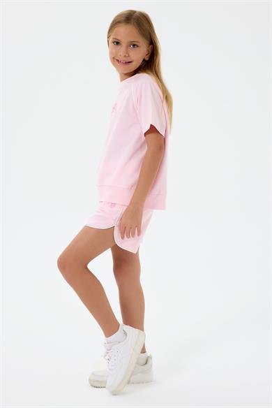U.S. Polo Kız Çocuk 4-15 Yaş Nakışlı İkili Şortlu Takım Pembe