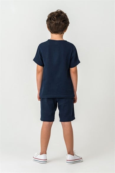 U.S. Polo Erkek Çocuk 4-14 Yaş Şortlu Müslin Takım Lacivert