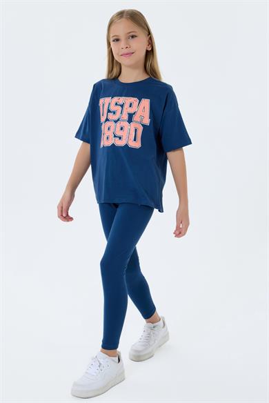 U.S. Polo Kız Çocuk 4-15 Yaş İkili Taytlı Takım Lacivert