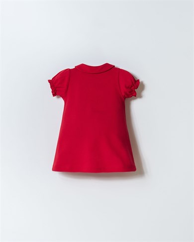 U.S. Polo Kız Bebek 6 Ay-3 Yaş Bebe Yaka Lakos Elbise Kırmızı