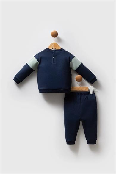 U.S. Polo Erkek Bebek 6 Ay-3 Yaş Renk Bloklu Eşofman Takımı Lacivert