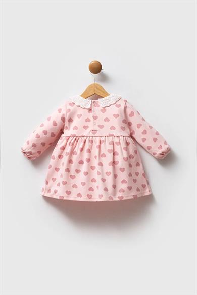 U.S. Polo Kız Bebek 6 Ay-3 Yaş Fistolu Bebe Yaka Elbise Pudra