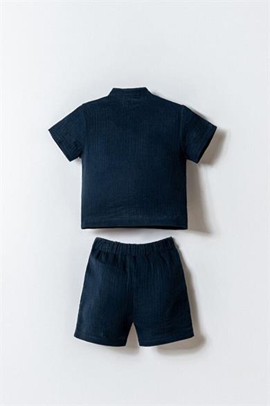 U.S. Polo Erkek Bebek 6-36 Ay Keten Şortlu İkili Takım Lacivert