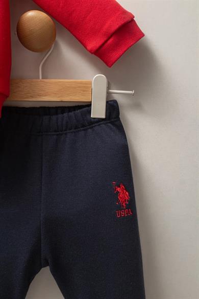 U.S. Polo Erkek Bebek 6 Ay-3 Yaş Hırkalı Üçlü Eşofman Takım Kırmızı
