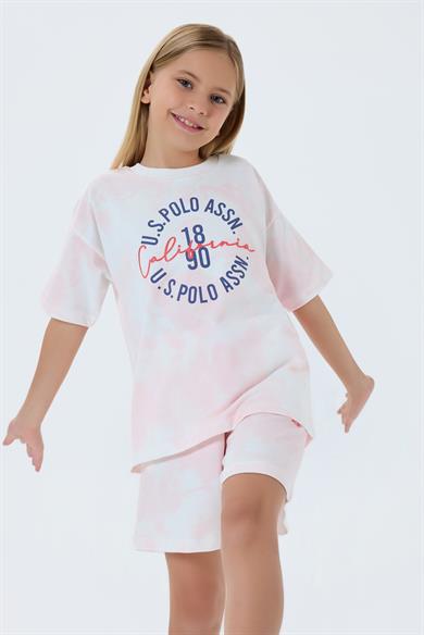 U.S. Polo Kız Çocuk 4-15 Yaş İkili Şortlu Takım Pembe