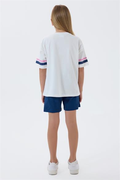 U.S. Polo Kız Çocuk 4-15 Yaş Lisanslı Şortlu İkili Takım Beyaz