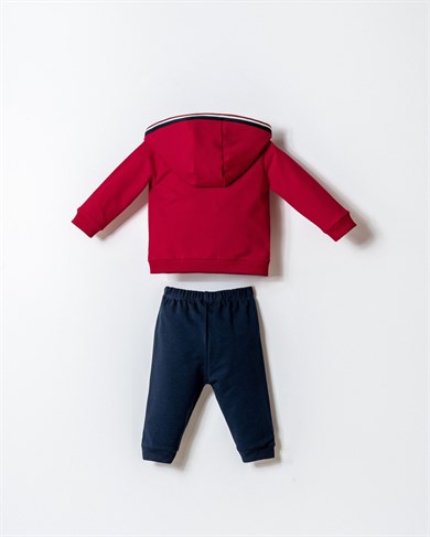 U.S. Polo Erkek Bebek 6 Ay- 3 Yaş Kapüşonlu Üçlü Takım Kırmızı
