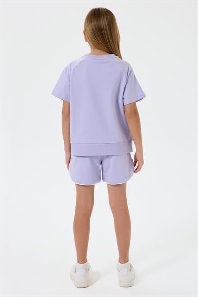 U.S. Polo Kız Çocuk 4-15 Yaş Nakışlı İkili Şortlu Takım Mor