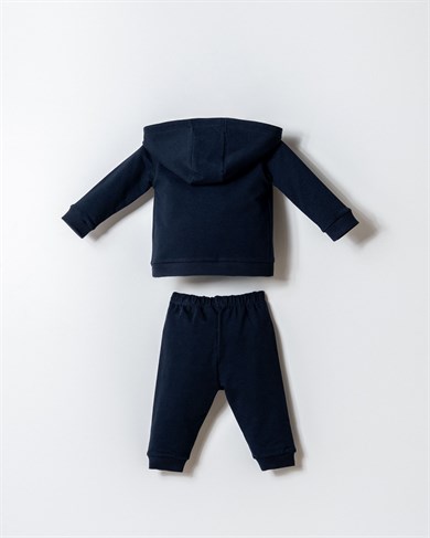 U.S. Polo Erkek Bebek 6 Ay- 3 Yaş Kapüşonlu Hırkalı Üçlü Takım Lacivert