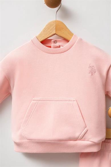 U.S. Polo Kız Bebek 1-3 Yaş Kanguru Cep İkili Takım Pembe
