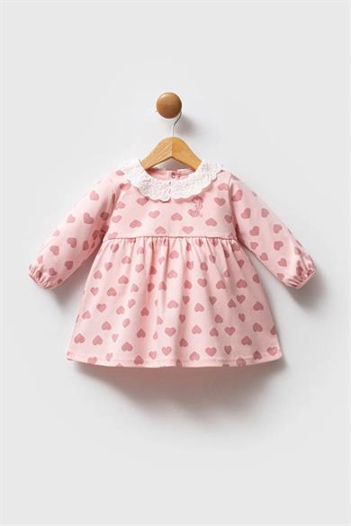 U.S. Polo Kız Bebek 6 Ay-3 Yaş Fistolu Bebe Yaka Elbise Pudra