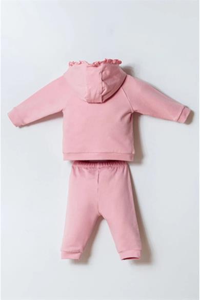U.S. Polo Kız Bebek 6-36 Ay İki İplik Üçlü Eşofman Takımı Pembe