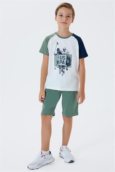U.S. Polo Erkek Çocuk 4-15 Yaş İkili Şortlu Takım Beyaz