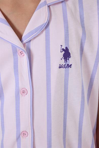 U.S. Polo Kız Çocuk 4-15 Yaş Çizgili Pijama Takımı Lila