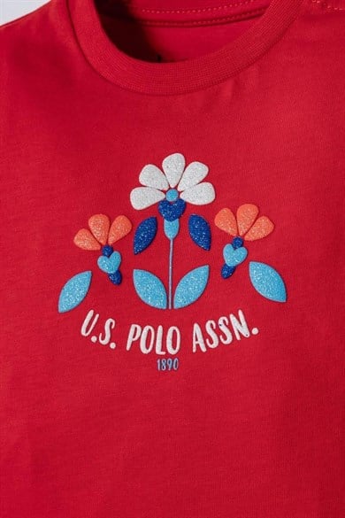 U.S. Polo Kız Bebek 6 Ay- 3 Yaş Çiçek Desenli Şortlu Takım 2999 Narçiçeği
