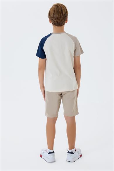 U.S. Polo Erkek Çocuk 4-15 Yaş İkili Şortlu Takım Bej