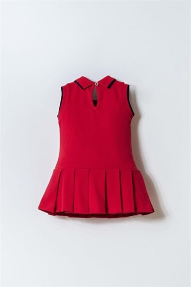 U.S. Polo Kız Bebek 6-36 Ay Lakos Pilise Etekli Elbise Kırmızı