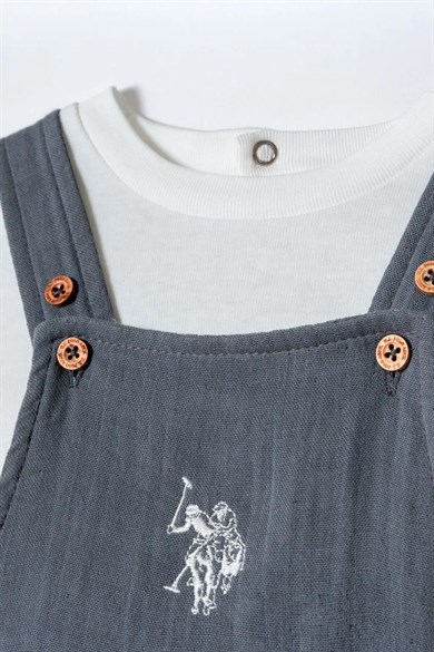 U.S. Polo Erkek Bebek 6 Ay-3 Yaş İkili Salopet Takım Gri