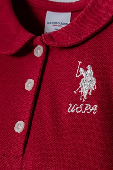 U.S. Polo Kız Bebek 6 Ay-3 Yaş Bebe Yaka Lakos Elbise Kırmızı