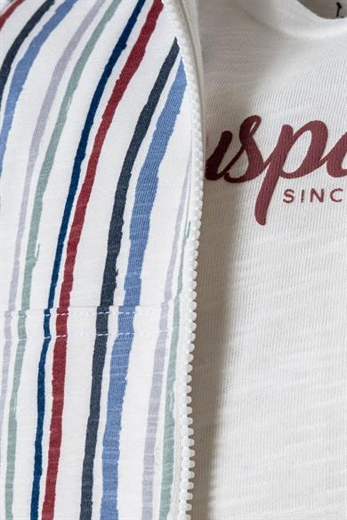 U.S. Polo Erkek Bebek 6 Ay-3 Yaş Premium Penye Üçlü Takım Beyaz